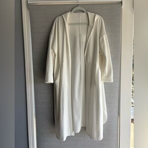 Long Hooded Cardigan in White